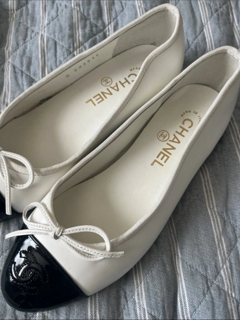 Chanel Twotone Bow Ballet Flats